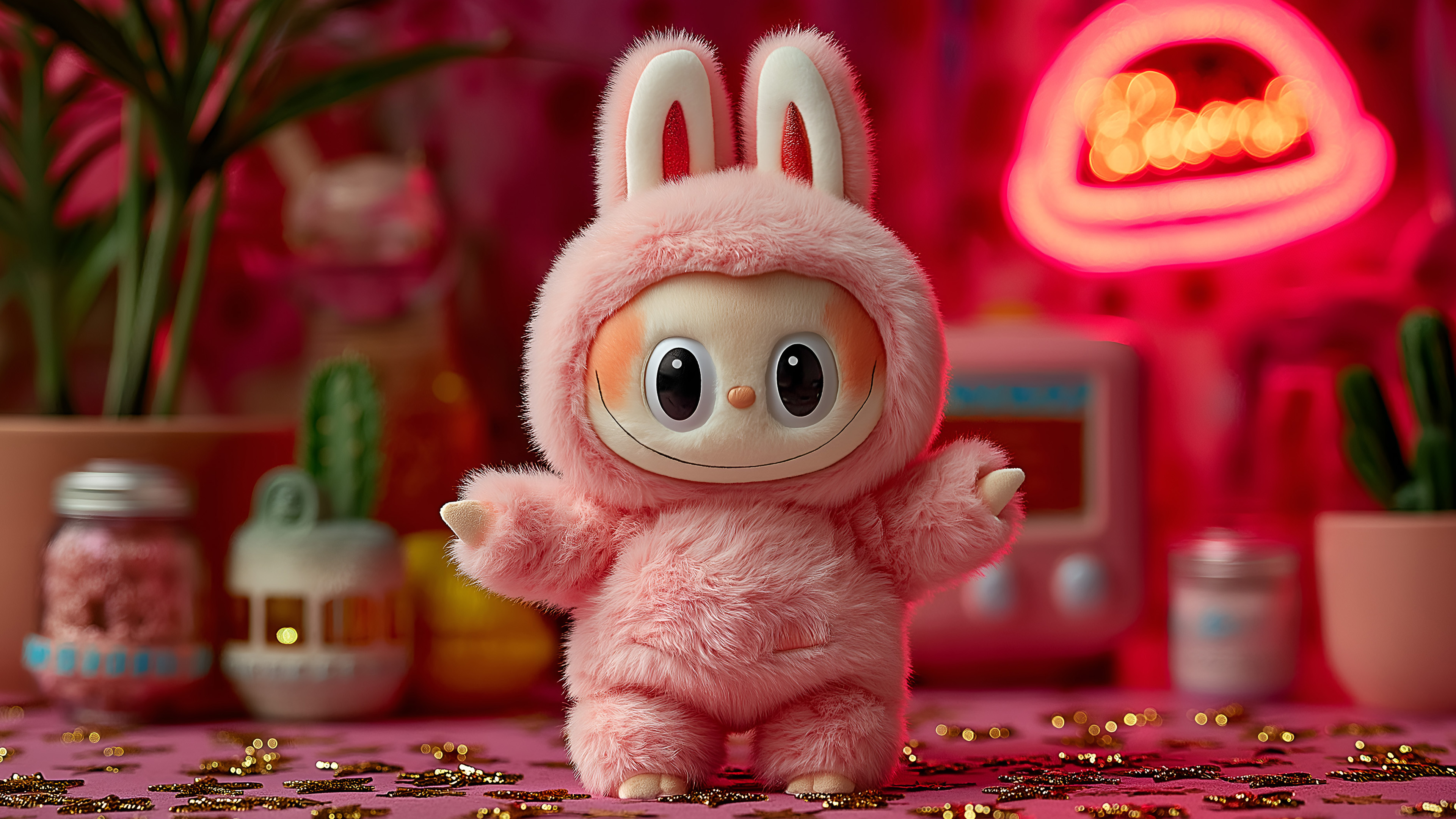 4k pink labubu toy cute